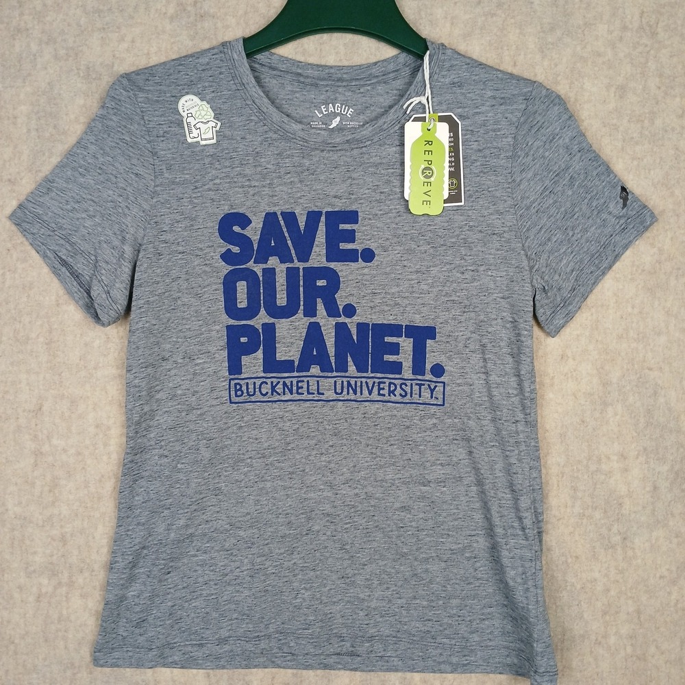 League 91 Bucknell University "Save Our Planet" Shirt Women M Repreve Reclaimed
